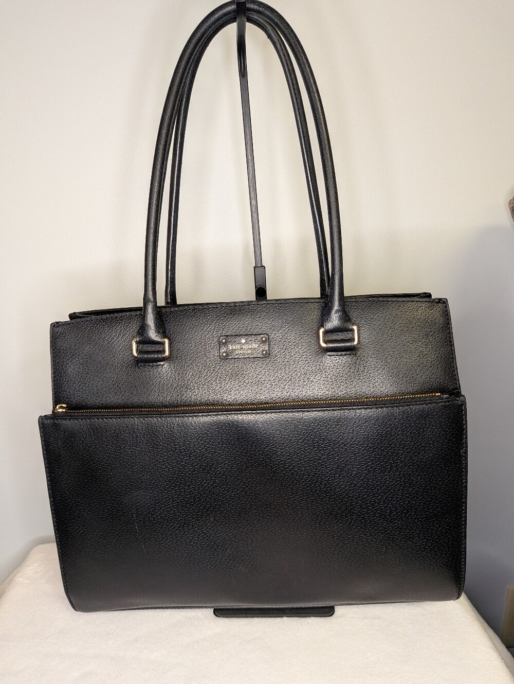 Kate Spade Wellesley Martine Black Leather Tote Bag Zipper Large Satchel Laptop